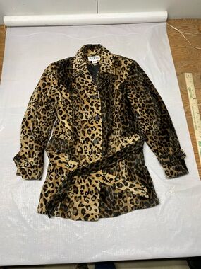 Mixit Leopard-Print Trench Coat in Tan and Black